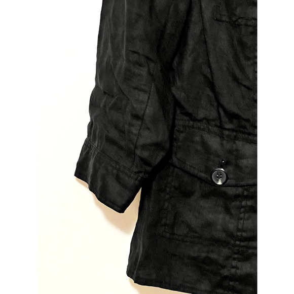 Two by Vince Camuto Black Linen 3/4 sleeve button down Jacket top size medium - Picture 3 of 7